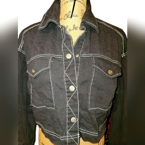 H&M Divided Black Denim Look Jacket Size S - Picture 2 of 3
